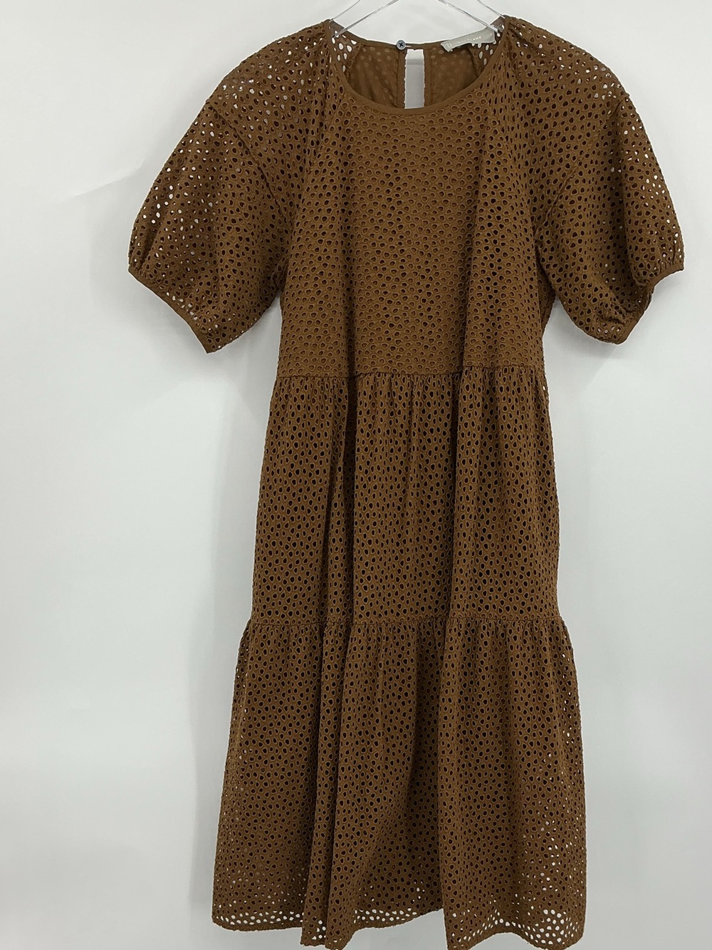Everlane Brown Tiered Eyelet Dress